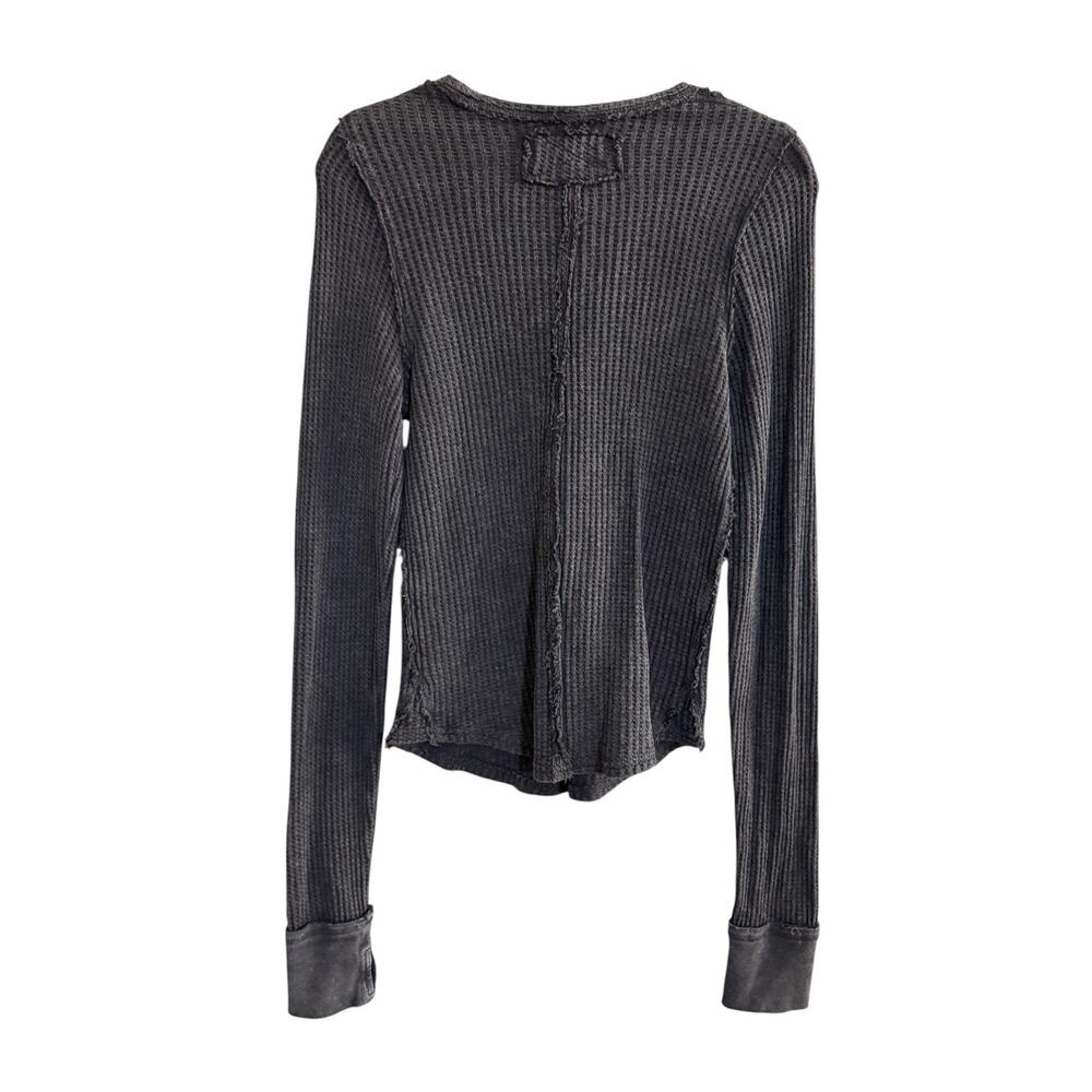 We The Free People Gray Waffle Knit Thermal Long Sleeve Medium Top #NE163 - Picture 4 of 15